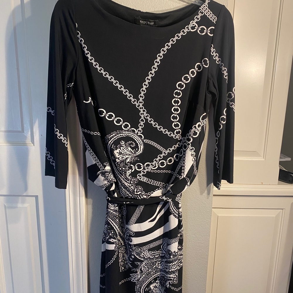 White house black market black and white soft nice dress small